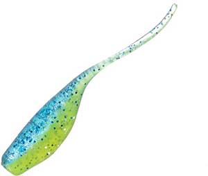 Arkie Lures 2 inch Sexee Tail Shad Soft Fishing Lures, Color Blue &  Chartreuse